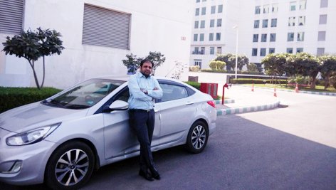Vikrant Pathania with his Hyundai Verna